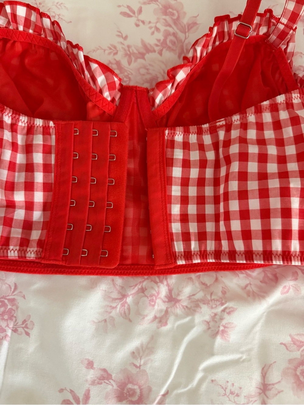 Colsie Red and White Gingham Bustier Top - Picture 5 of 5